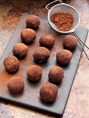 Chocolate truffles dusted with cocoa powder