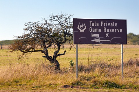Sign for Tala Game Reserve near Pietermaritzburg KwaZuluNatal South Africa