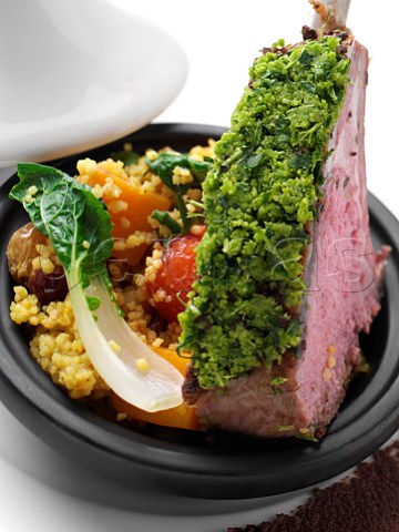 Herb crust Morrocan lamb chops with vegeable tagine