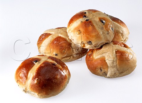 Easter hot cross buns on a white background