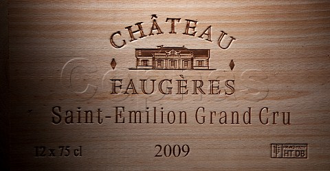 Wooden case of Chteau Faugres 2009 StEtiennedeLisse near Saintmilion Gironde France Stmilion  Bordeaux