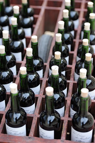 Bottles of La Dame de Montrose at the En Primeur tasting of the 2011 vintage at Chteau Montrose StEstphe France  Bordeaux