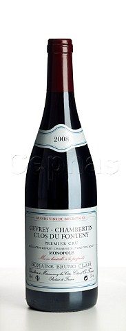Bottle of 2008 GevreyChambertin Clos du Fonteny of Domaine Bruno Clair