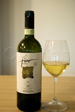 Bottle and glass of Pietracupa Fiano di Avellino  Montefredane Campania Italy