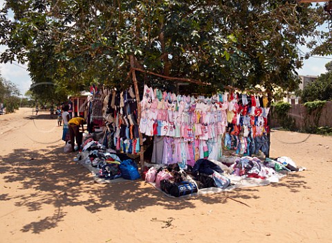 Roadside stall selling childrens clothes Ponta do Ouro southern Mozambique