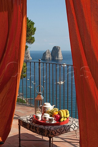 Villa terrace overlooking the Faraglioni on the Isle of Capri Campania Italy