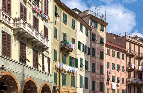 Buildings on Piazza Caprera in Santa Margherita Ligure Liguria Italy