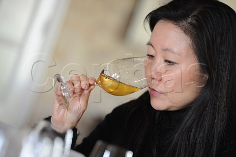 Jeannie Cho Lee MW tasting En Primeur wines of the 2012 vintage at Chteau La Tour Blanche Bommes Gironde France  Sauternes  Bordeaux