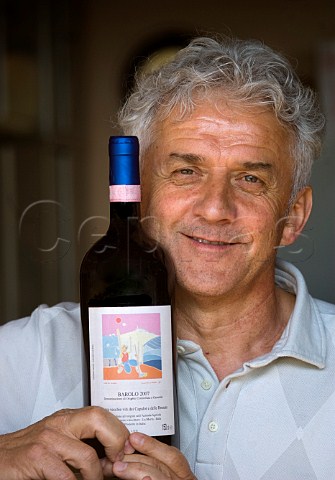 Roberto Voerzio with a magnum of his 2007 Barolo La Morra Piemonte Italy Barolo