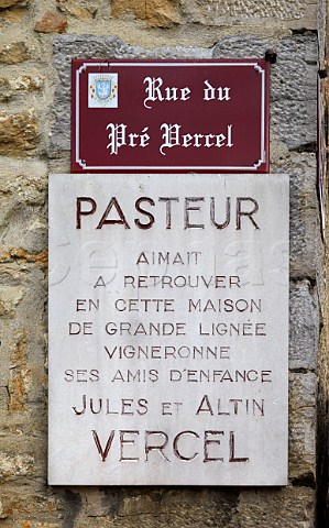 Plaque to Louis Pasteur on Rue du Pr Vercel Arbois Jura France