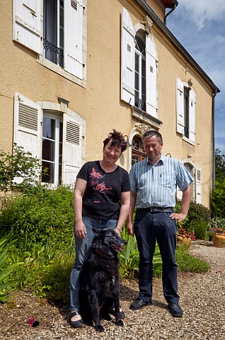JeanChristophe and Valrie Tissot outside their parents house Domaine JeanLouis Tissot Les Arsures Jura France  Arbois