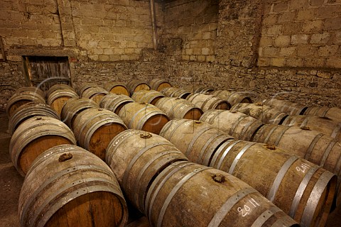 Barrels of Vin Jaune ageing in the grenier loft of  Domaine JeanLouis Tissot Les Arsures Jura France  Arbois