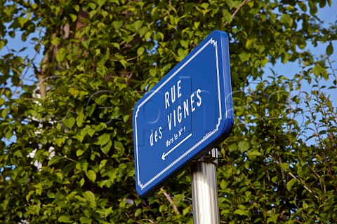 Rue des Vignes street sign in village of Molamboz Near Arbois Jura France