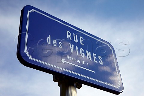 Rue des Vignes street sign in village of Molamboz Near Arbois Jura France