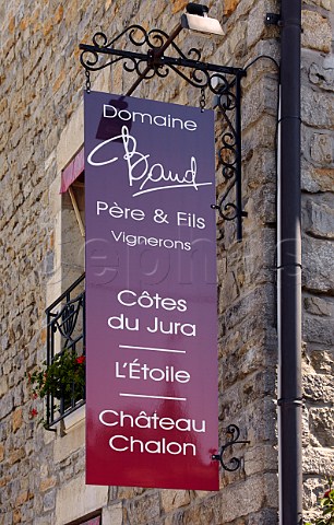 Sign on wall of Domaine Baud Le Vernois Jura France  Ctes du Jura