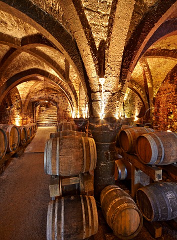 13thcentury barrel ageing cellars  Cellier des Chartreux de Vaucluse  of Domaine Pignier Montaigu Jura France  Ctes du Jura