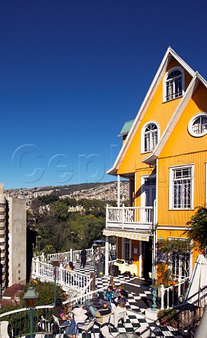 The Brighton Hotel and its terrace Valparaiso Chile