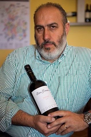 Sergio Germano with bottle of his 2007 Cerretta Ettore Germano Serralunga dAlba Piedmont Italy Barolo