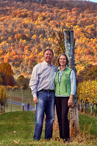 Tony and Elizabeth Smith owners of Afton Mountain Vineyards Afton Virginia USA Monticello AVA