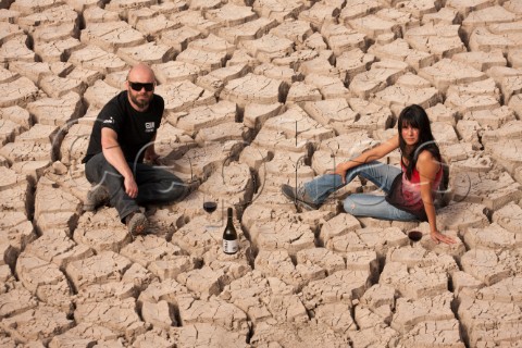 Steffan Jorgensen and Pamela Nunez in a driedup river bed in the Elqui Valley Elqui Wines Elqui Valley Chile