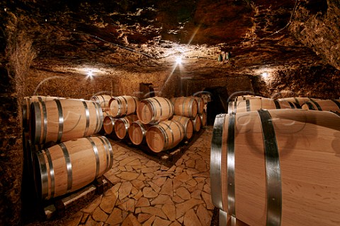 Barrel cellar of Domaine de la Taille aux Loups which has been dug out of the tuffeau subsoil Husseau IndreetLoire France  MontlouissurLoire