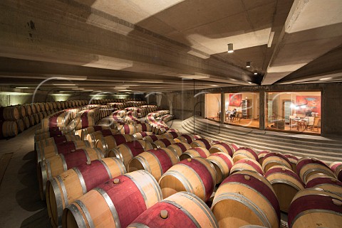 Barrel cellar of Montes Apalta winery where Gregorian chants are constantly played Colchagua Valley Chile