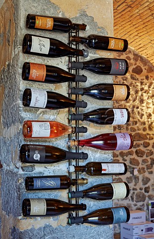Bottle display in tasting room of Domaine Genoux Chteau de Mrande Arbin Savoie France