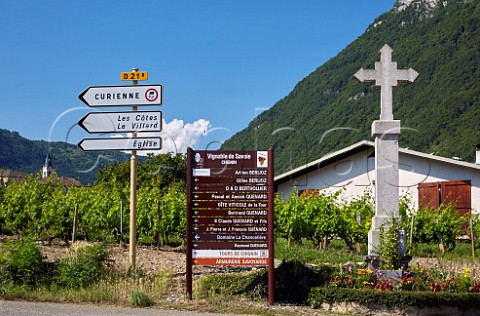 Signs to wineries in Chignin Savoie France