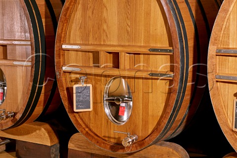 Foudres of Roussette de Savoie cru Marestel in winery of Domaine Dupasquier Aimavigne Jongieux Savoie France