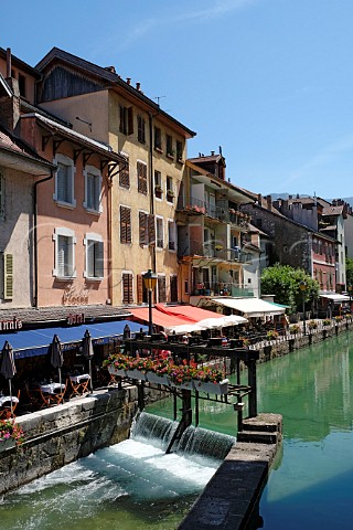 Restaurants by canal in Annecy HauteSavoie France