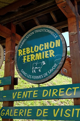 Sign for the Reblochon cheese cooperative in Thnes HauteSavoie France