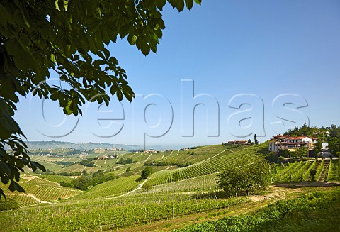 Guido Porro winery on right with Cru vineyards Lazzarito and Parfada Serralunga dAlba Piemonte Italy Barolo