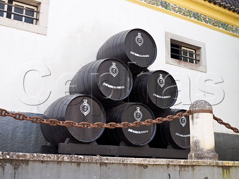 Display barrels by the manor house of Jose Maria da Fonseca Azeito Portugal
