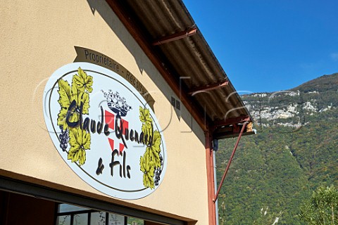 Sign on winery of Domaine Claude Quenard et Fils Chignin Savoie France