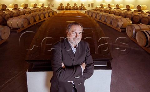 Michel Rolland in the barrel room of Clos Apalta winery Colchagua Valley Chile