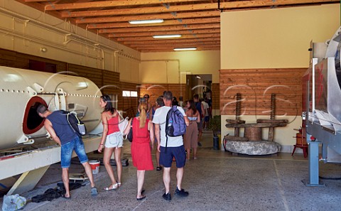Tour group visiting the winery of the Robola Wine Cooperative Omala Valley Cephalonia Ionian Islands Greece