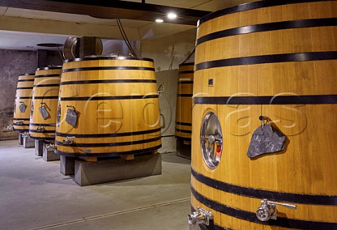 Oak fermenters in the gravityfed winery of Dominio do Bibei Manzaneda Galicia Spain Ribeira Sacra  subzone QuirogaBibei