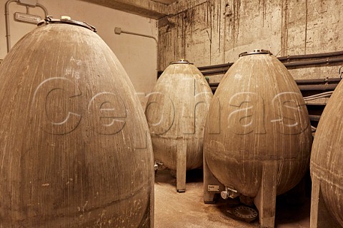 Concrete eggs for fermentation of Lapola and Lapena white wines in winery of  Dominio do Bibei Manzaneda Galicia Spain Ribeira Sacra  subzone QuirogaBibei