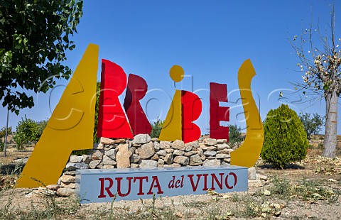 Colourful sign for the Arribes wine route at Fermoselle Castilla y Len Spain Arribes