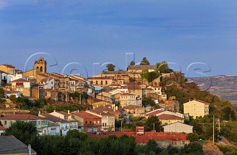 Town of Fermoselle in the early morning light with its bullring in foreground and Portugal in distance Castilla y Len Spain Arribes