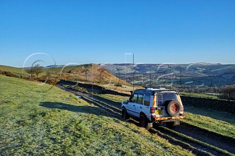 Land Rover on a Green Lane near ChapelenleFrith Peak District National Park Derbyshire England