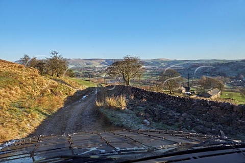 Land Rover on a Green Lane near ChapelenleFrith Peak District National Park Derbyshire England