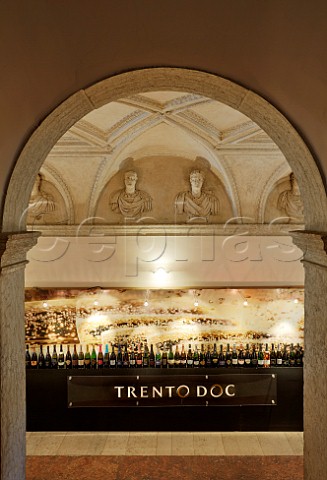 Bottles of sparkling wine at the Enoteca provinciale del Trentino at the Palazzo Roccabruna Trentino Italy  Trento DOC