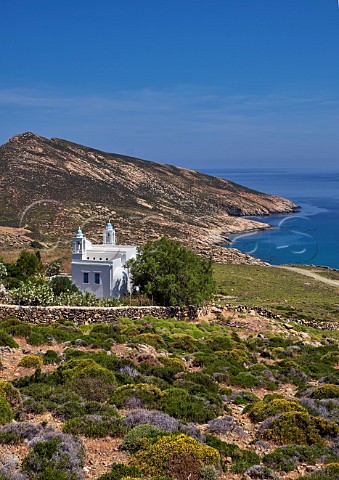 Chapel above Livada Bay Tinos Cyclades Islands Greece