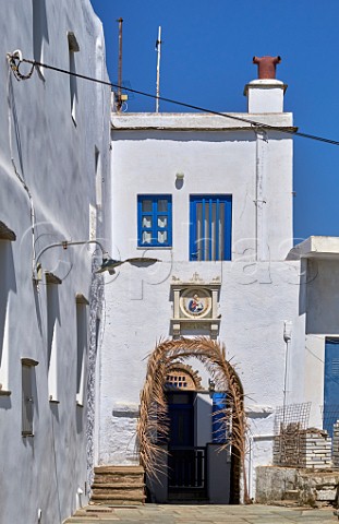 White houses in village of Tarampados Tinos Greece