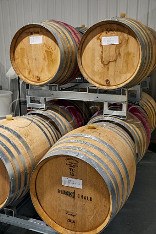 Oak barrels of Black Chalk Winery Fullerton Hampshire England