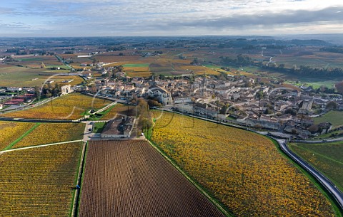 Chteau Clos Fourtet and its vineyards with vineyard of Les Grands Murailles beyond Stmilion Gironde France Saintmilion  Bordeaux