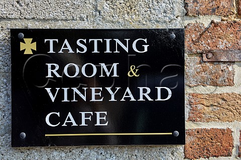 Sign for the Tasting Room and Vineyard Caf of Langham Wine Estate Crawthorne Dorset England