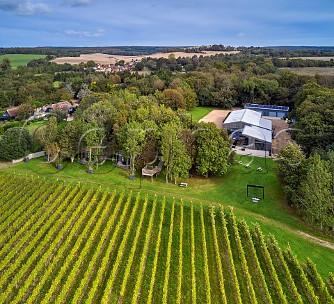 Visitor centre lodges and vineyard of Tinwood Estate Halnaker Chichester Sussex England