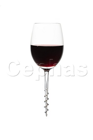 Glass  corkscrew and red wine